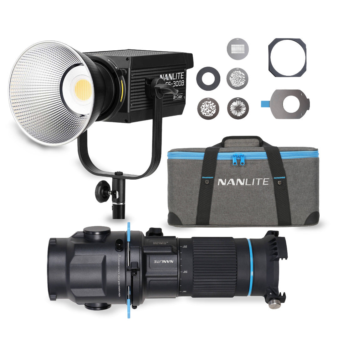 Nanlite FS-300B Bi-Color LED Monolight and Projection Attachment Bundle