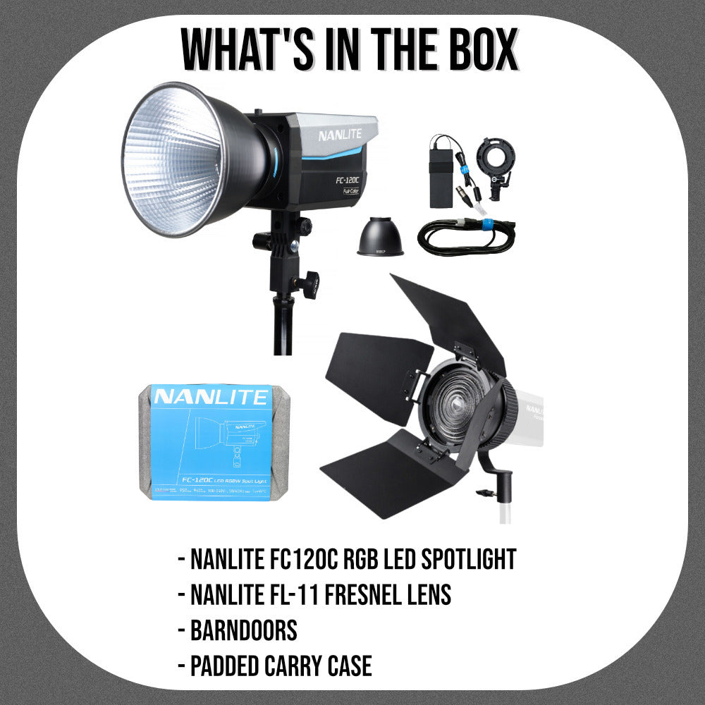 Nanlite FC120C RGB LED Spotlight with App Control Bundle with Fl-11 Fresnel Lens