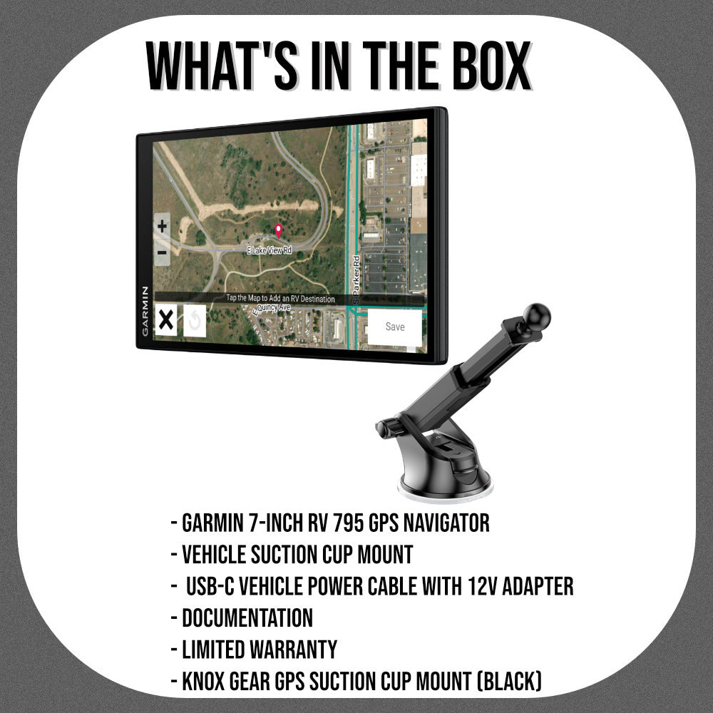 Garmin 7-Inch RV 795 GPS Navigator with GPS Suction Cup Mount Bundle