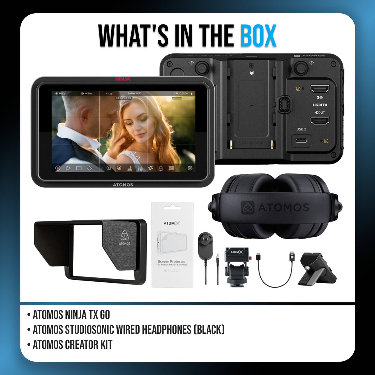 Atomos Ninja TX GO and StudioSonic Pro Wired Headphone with Creator Kit Bundle