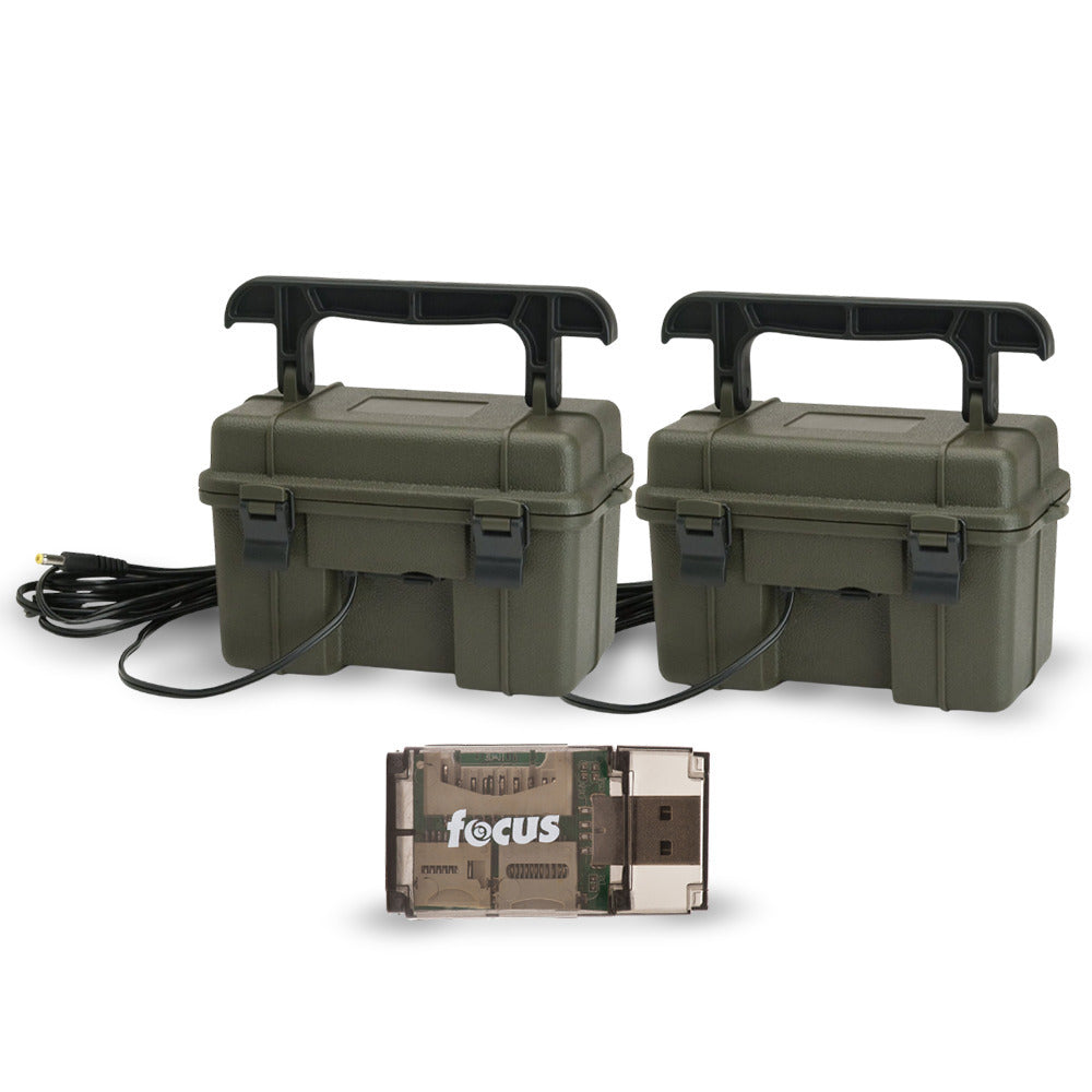 Stealth Cam 12V Weatherproof Battery Box (2-Pack, Dark Green) Bundle
