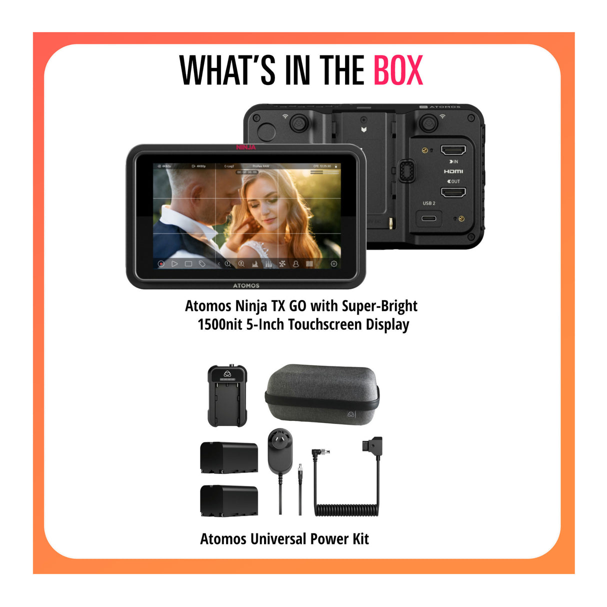 Atomos Ninja TX GO On-Camera Monitor Bundle with Universal Power Kit