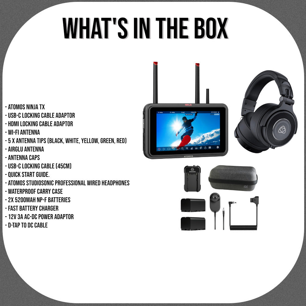 Atomos Ninja TX 5-inch Monitor Recorder Bundle with Headphones and Power Kit