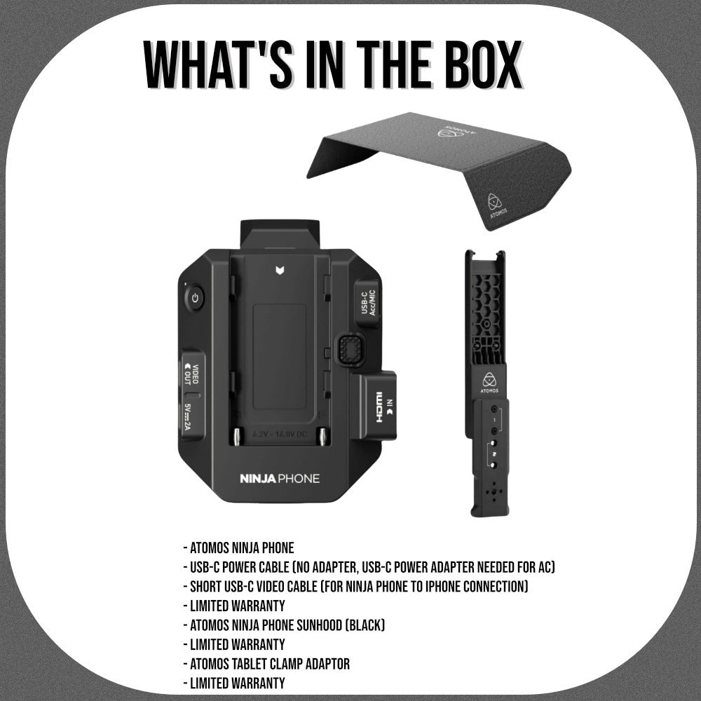 Atomos Ninja Phone with Sunhood and Tablet Clamp Adaptor Bundle