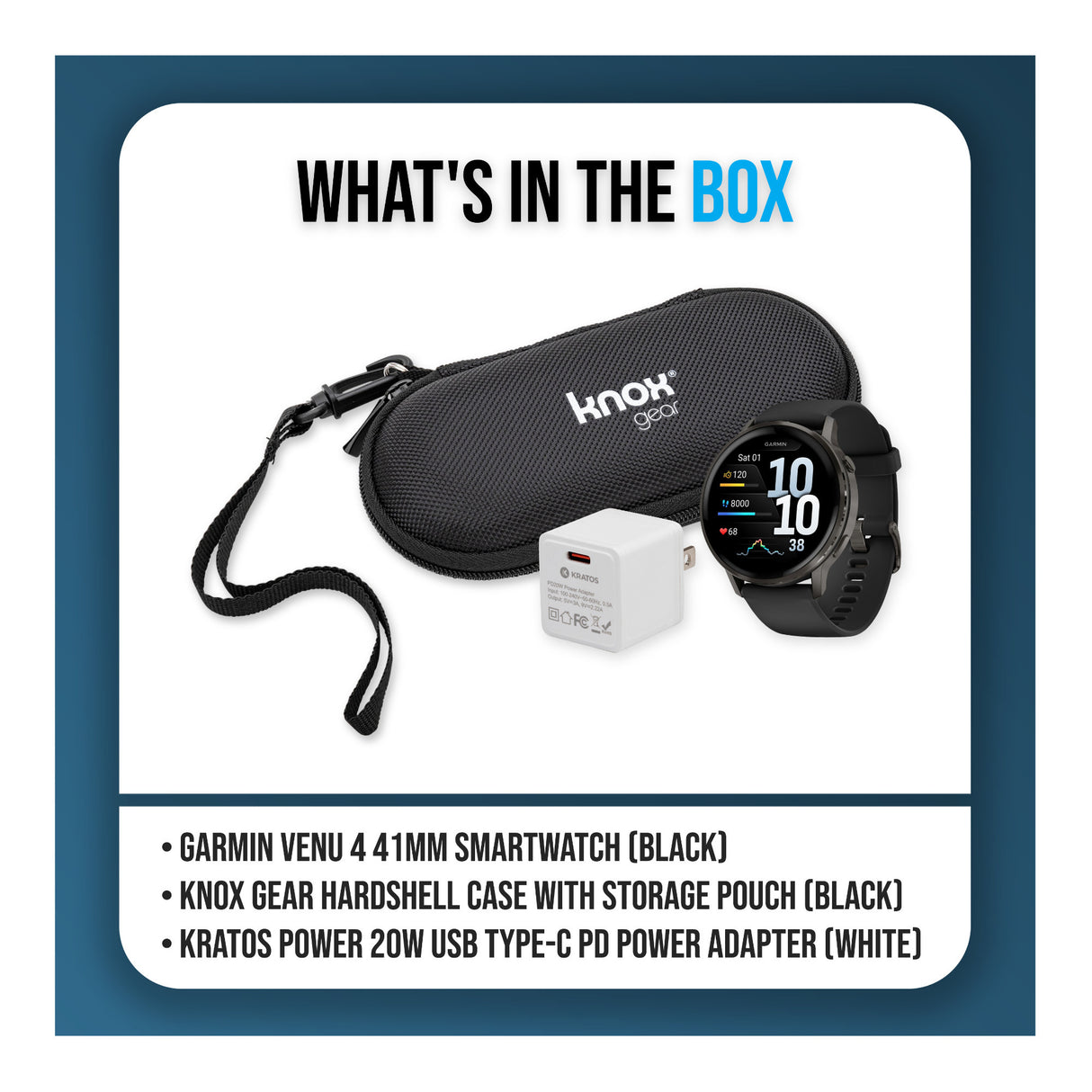 Garmin Venu 4 45mm GPS Smartwatch (Slate with Black Silicone Band) Bundle