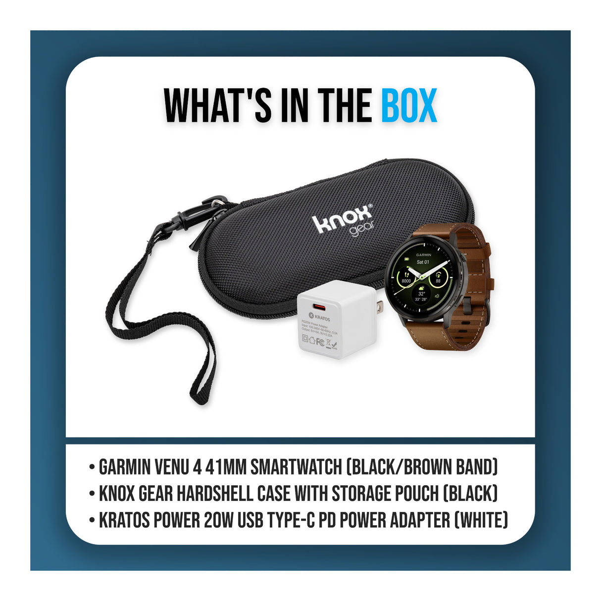 Garmin Venu 4 45mm GPS Smartwatch (Slate with Brown Silicone Band) Bundle