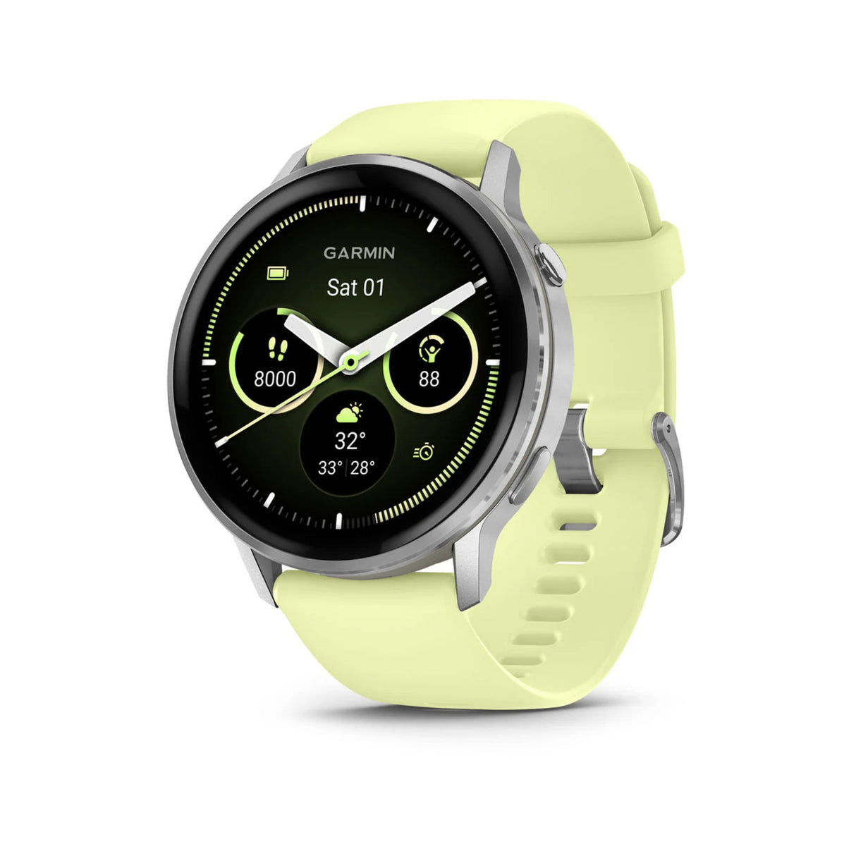 Garmin Venu 4 45mm GPS Smartwatch (Silver with Citron Silicone Band) Bundle