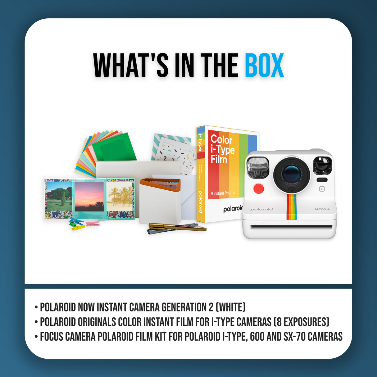 Polaroid NOW+ Instant Camera Generation 2 (White) w/Film Kit & Color Instant Film Bundle