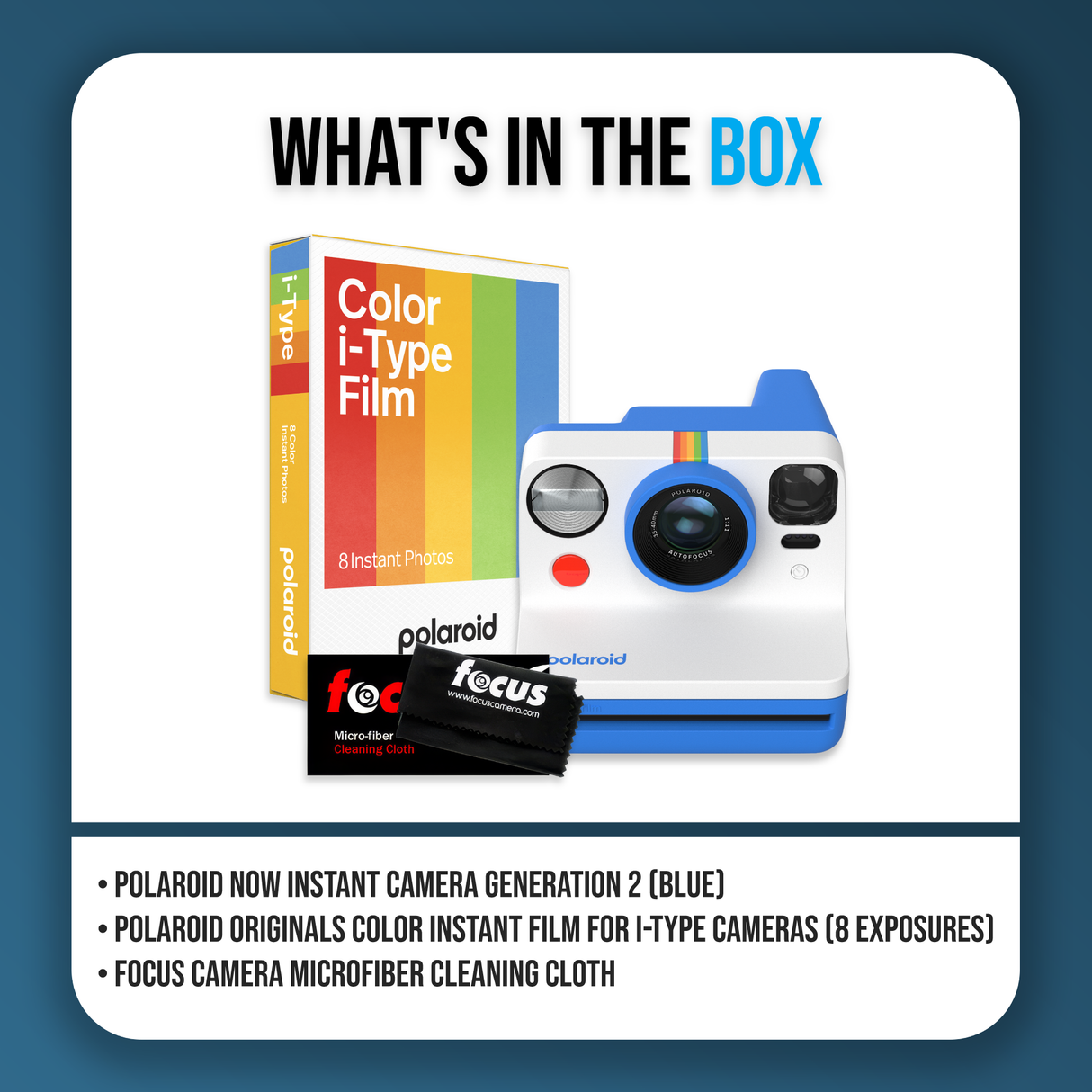 Polaroid Originals Now Viewfinder i-Type Instant Camera (Blue) Bundle with Film