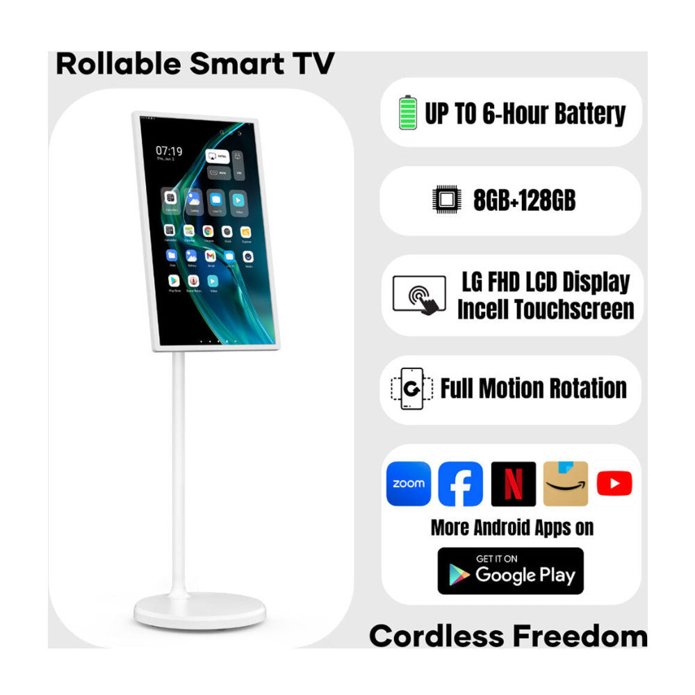 Cozyla 32 Inch Portable 4K Smart Tablet TV (White)