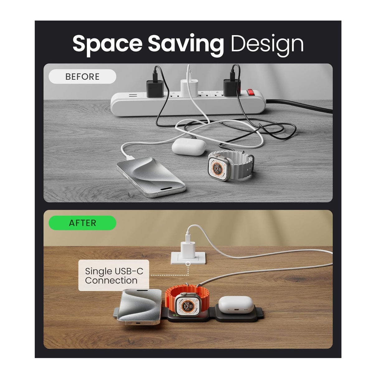 InfinaCore 3-in-1 Wireless Charging Station for Apple Devices