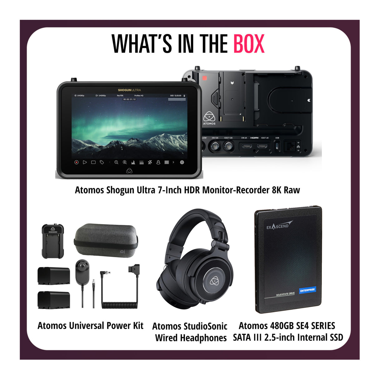 Atomos Shogun Ultra HDR Monitor/Recorder with Power Kit, 480GB SSD & Headphones