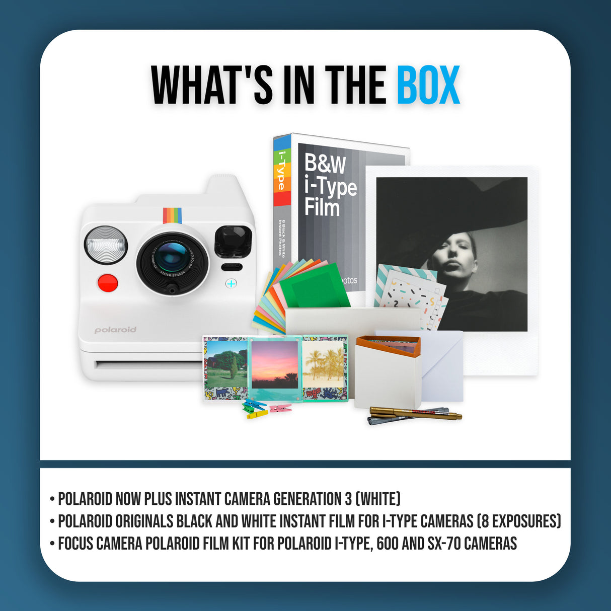 Polaroid NOW+ Instant Camera Generation 2 (White) with Film Kit and B&W Film