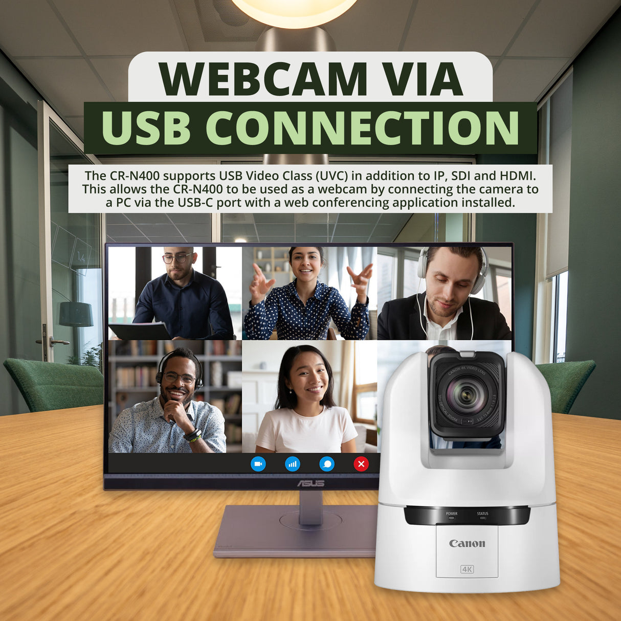 Canon CR-N400 4K 12G-SDI NDI PTZ Camera with 20x Optical Zoom (Titanium White)