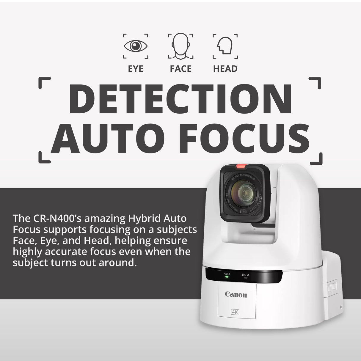 Canon CR-N400 4K 12G-SDI NDI PTZ Camera with 20x Optical Zoom (Titanium White)