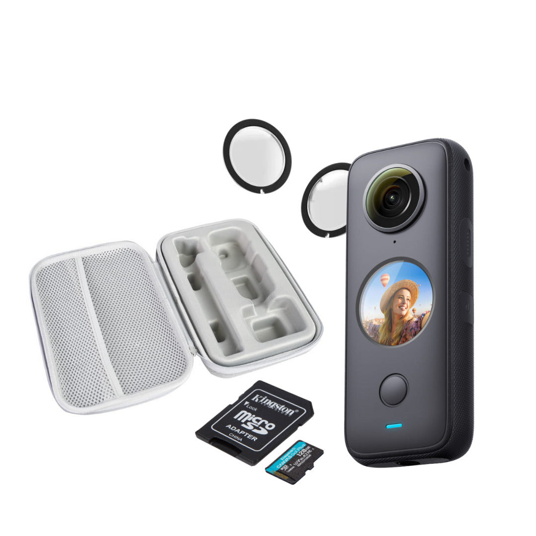 Insta360 ONE X2 Action Camera Bundle: Lens Guard, Carry Case, 128GB MicroSD Card