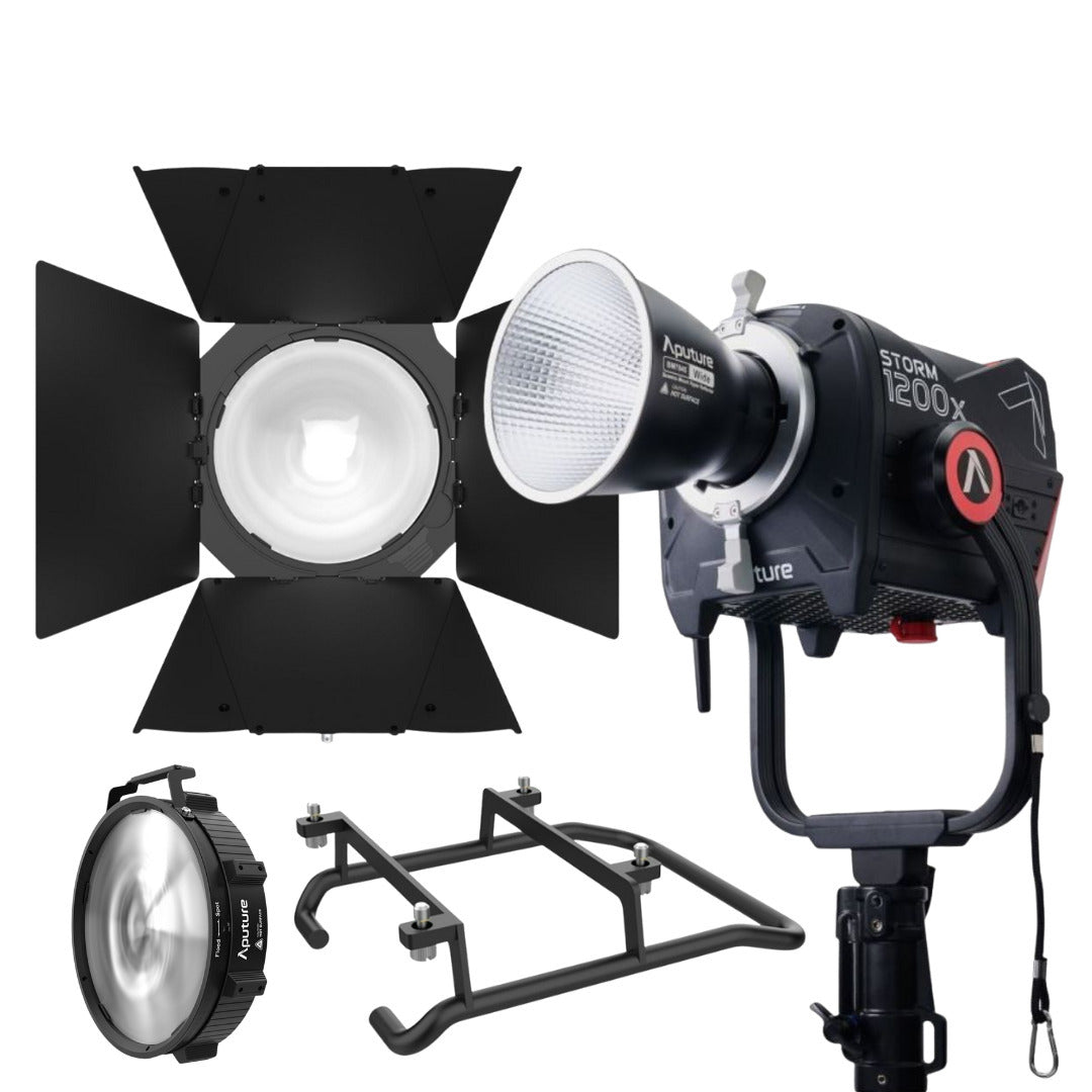 Aputure Storm 1200x Dual-Color Light Fixture with Fresnel and Barn Doors Bundle