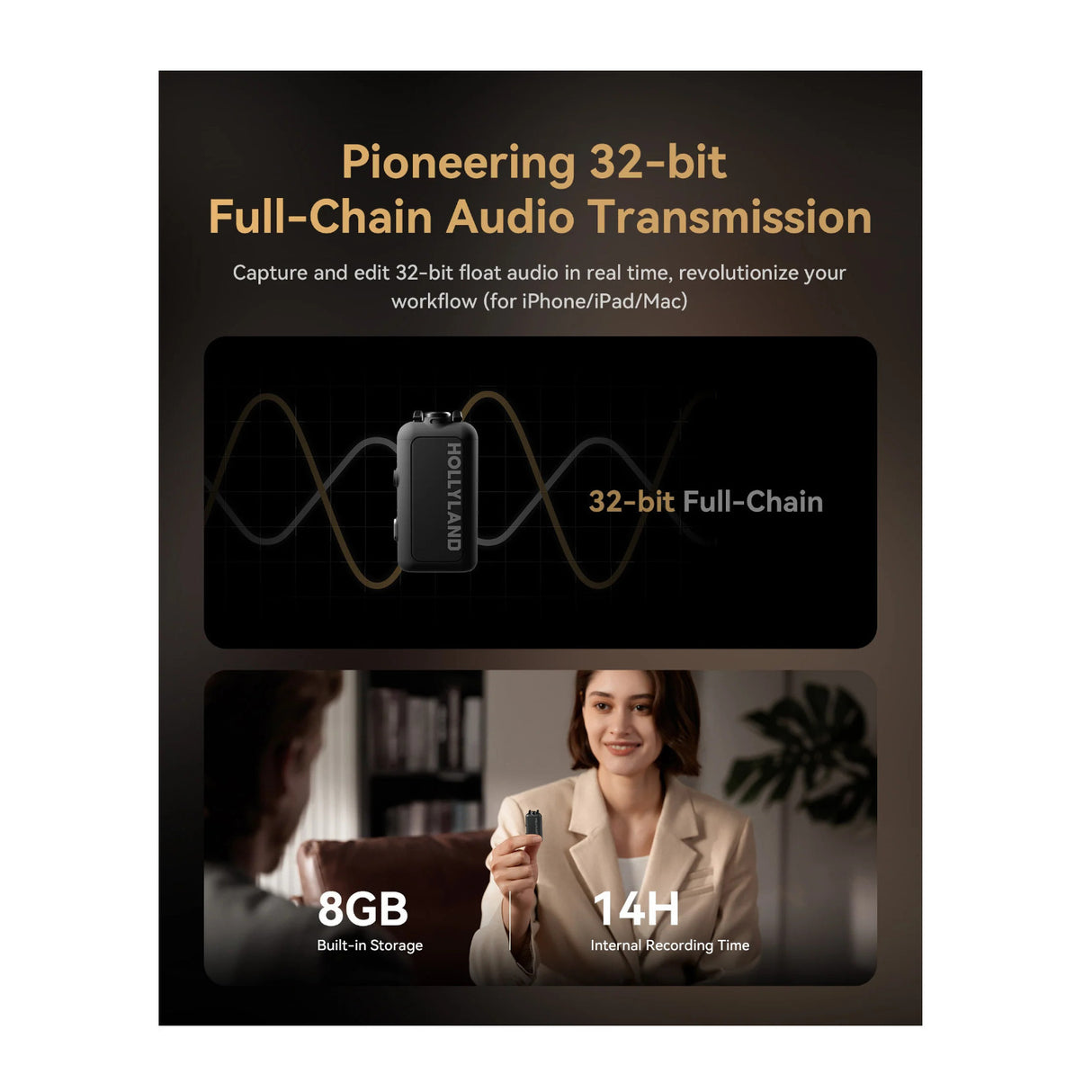 Hollyland LARK MAX 2 Combo 4-Person Wireless Microphone System (Space Gray)