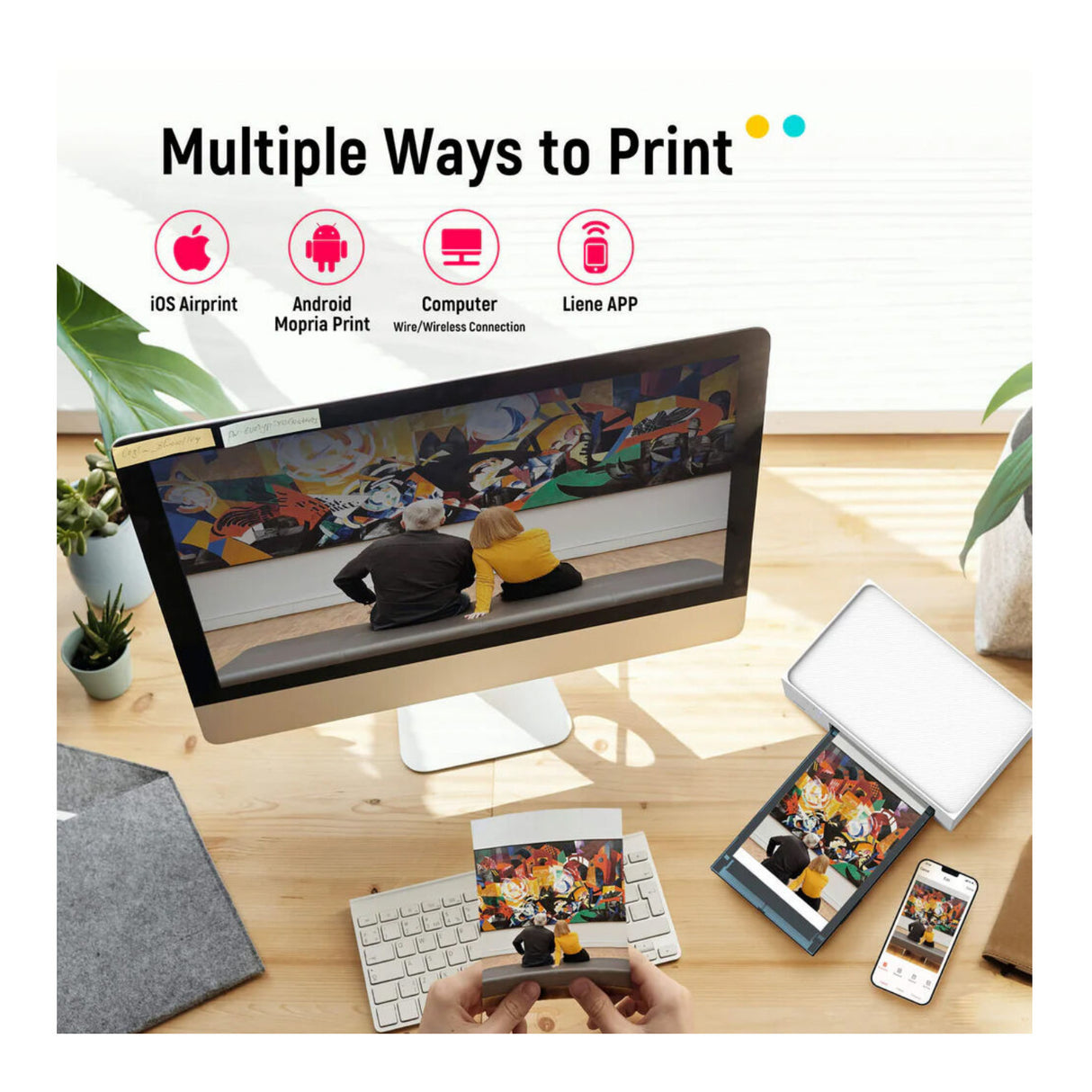 Liene M100 4x6 Portable Photo Printer with 3 Cartridges and 100 Sheets