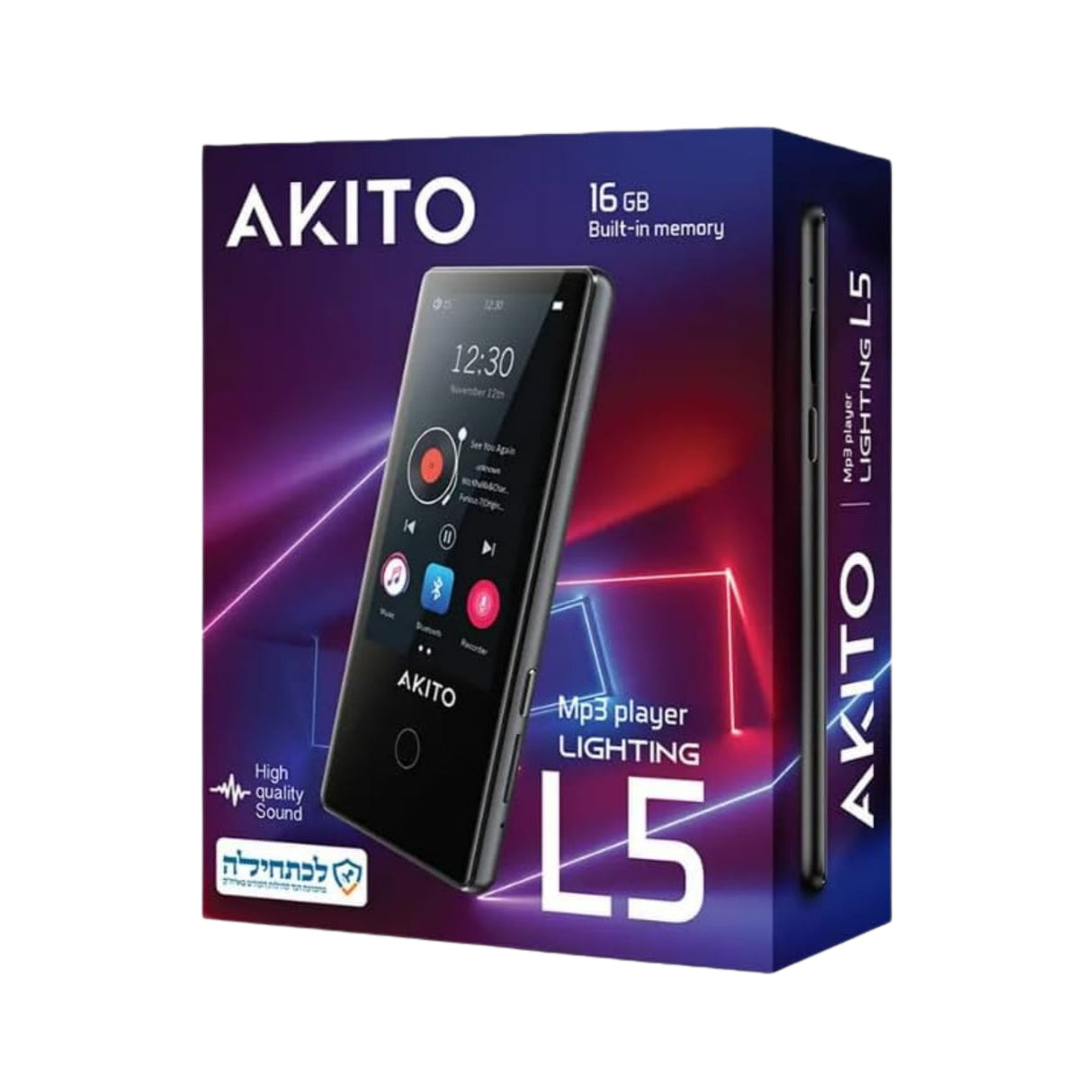 Akito L13 Kosher MP3 Player, Black