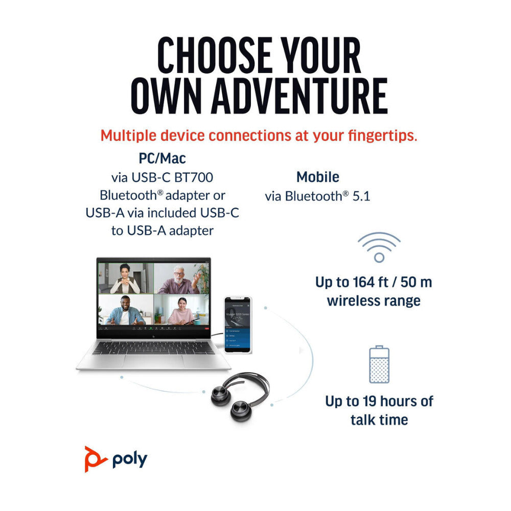 Poly Voyager Focus 2 UC Stereo Bluetooth Headset (Microsoft Teams Certified)