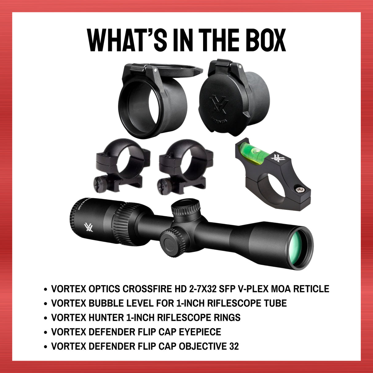 Vortex Optics Crossfire HD 2-7x32 SFP V-Plex MOA Reticle Bundle