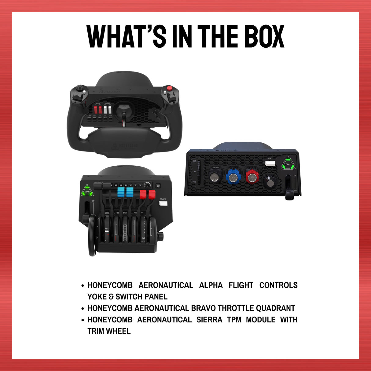 Honeycomb Aeronautical Alpha Flight Controls Yoke & Switch Panel Bundle