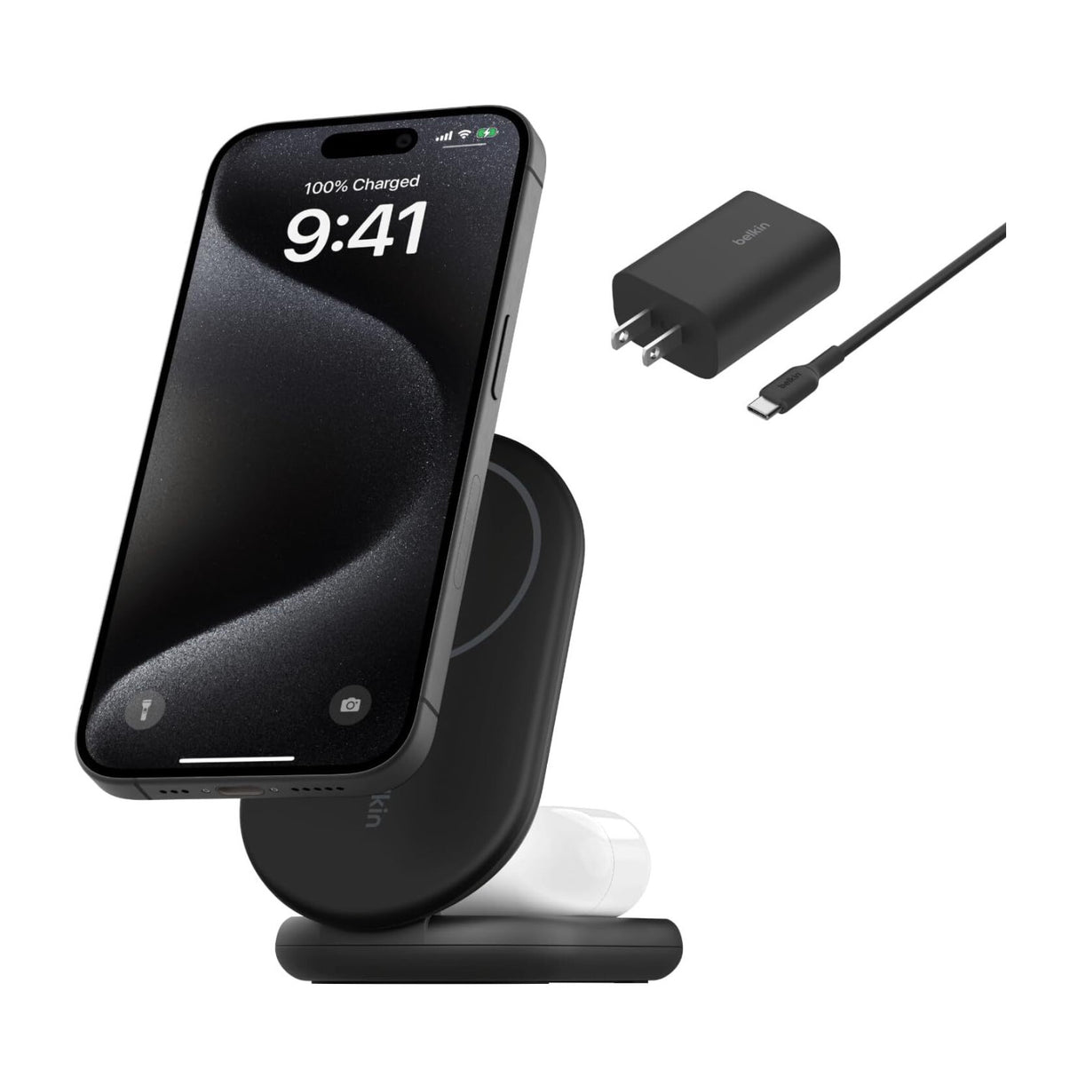 Belkin 2-in-1 Magnetic Foldable Wireless Charger 15W for IPhone (Black)