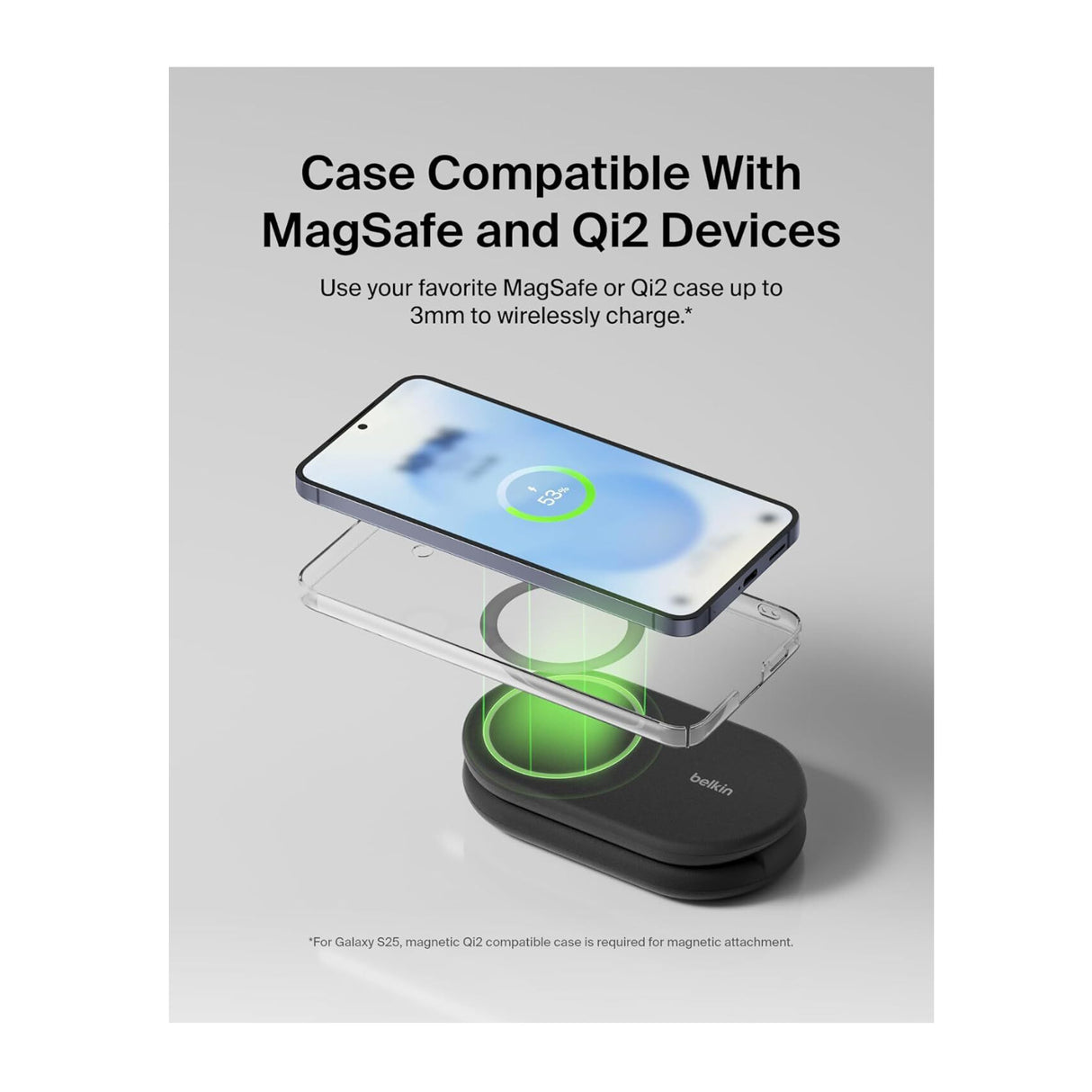 Belkin 2-in-1 Magnetic Foldable Wireless Charger 15W for IPhone (Black)