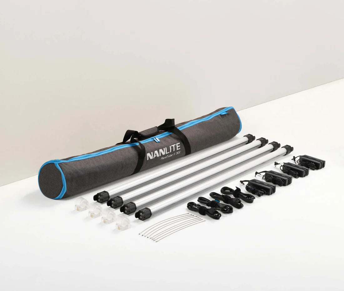 Nanlite PavoTube II 30C 4-Foot LED Tube 4-Light Kit with (4-Pack) Floor Stand