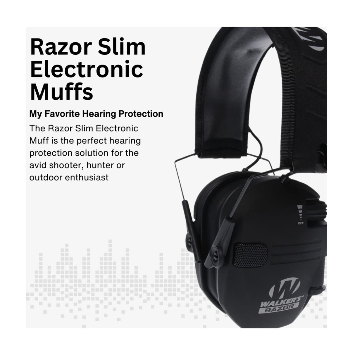 Walker's Razor Slim Electronic Earmuffs (Black) with Attachment Bundle