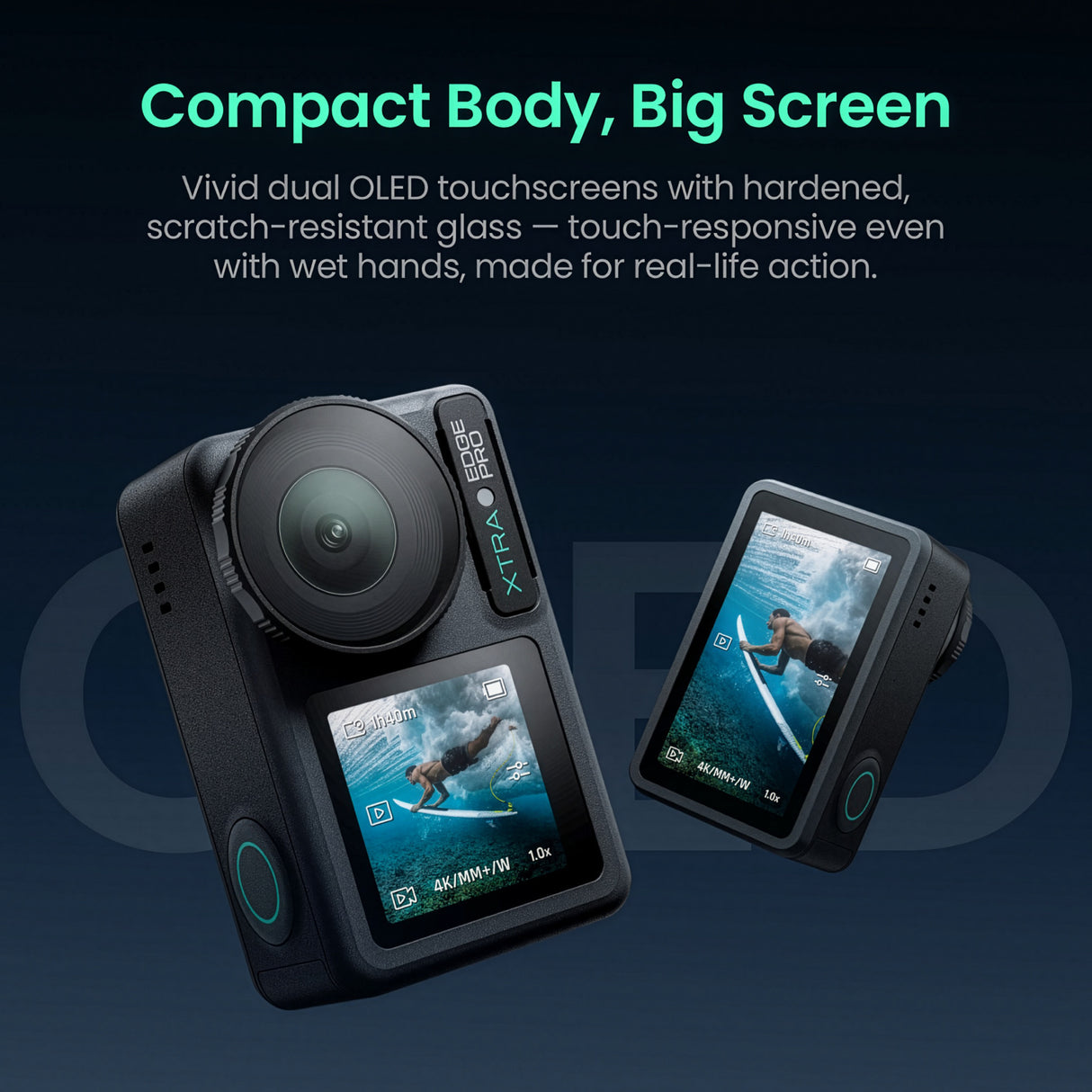 Xtra Edge Waterproof Action Camera with 4K Video Resolution and Dual Screens