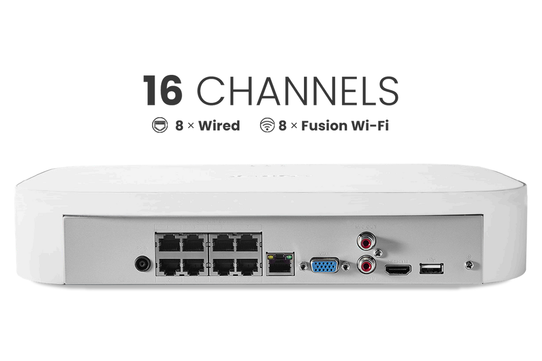 Lorex 4K 16 Camera Capable (8 Wired + 8 Wi-Fi) 2TB Wired NVR System with 4 Bullet Cameras
