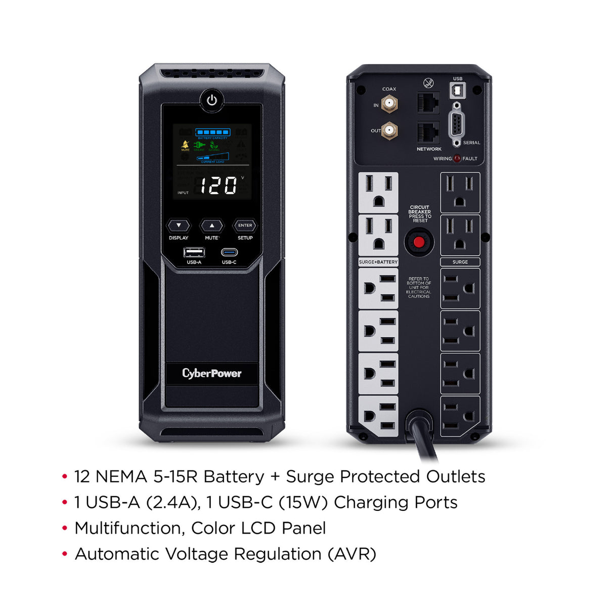 CyberPower CP1500AVRLCD3 Mini Tower UPS Battery Backup and Surge Protector