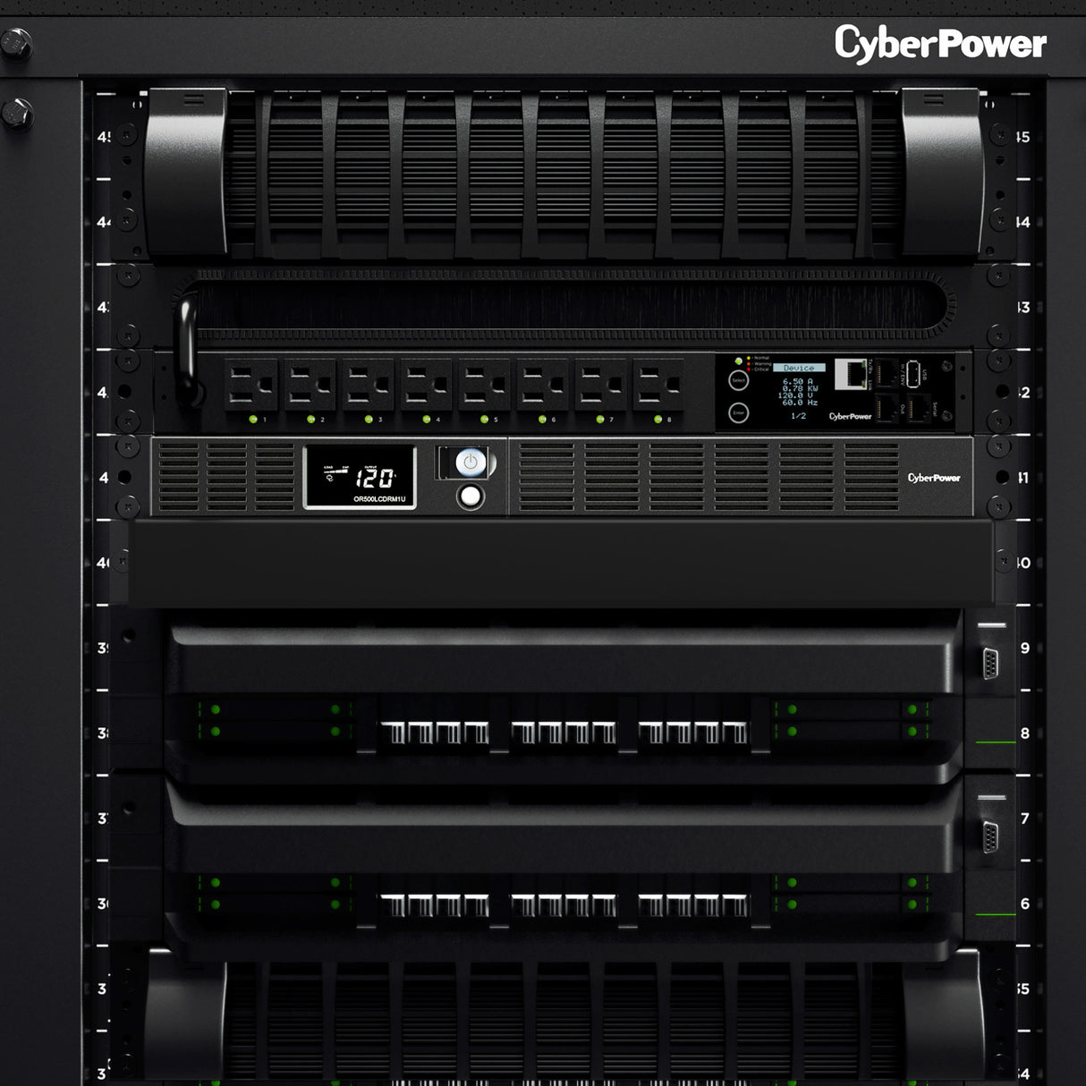 CyberPower OR500LCDRM1U UPS Backup and Surge Protector with 500VA/300W Capacity