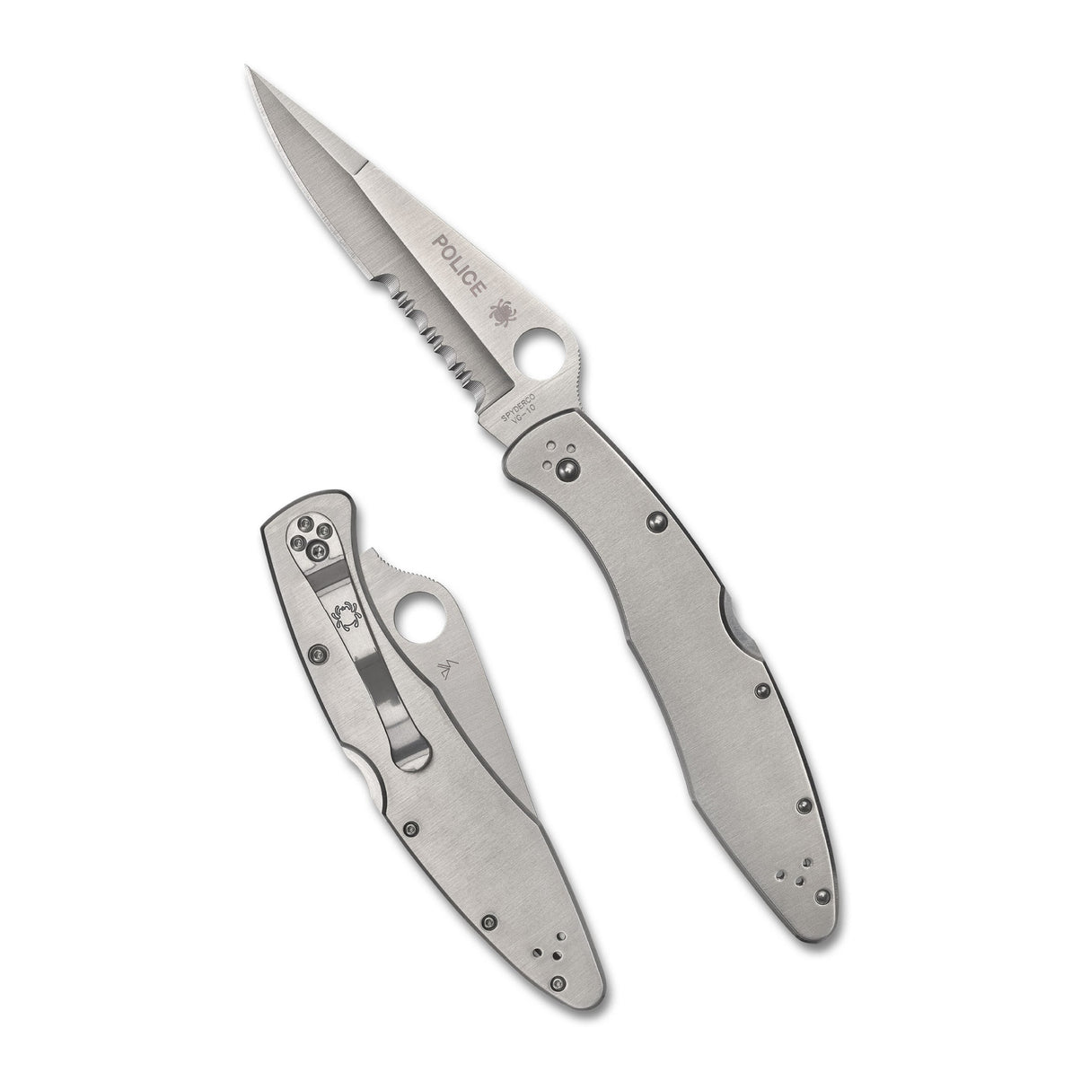 Spyderco Partially Serrated Edge Police Model Folding Knife with VG-10 Steel