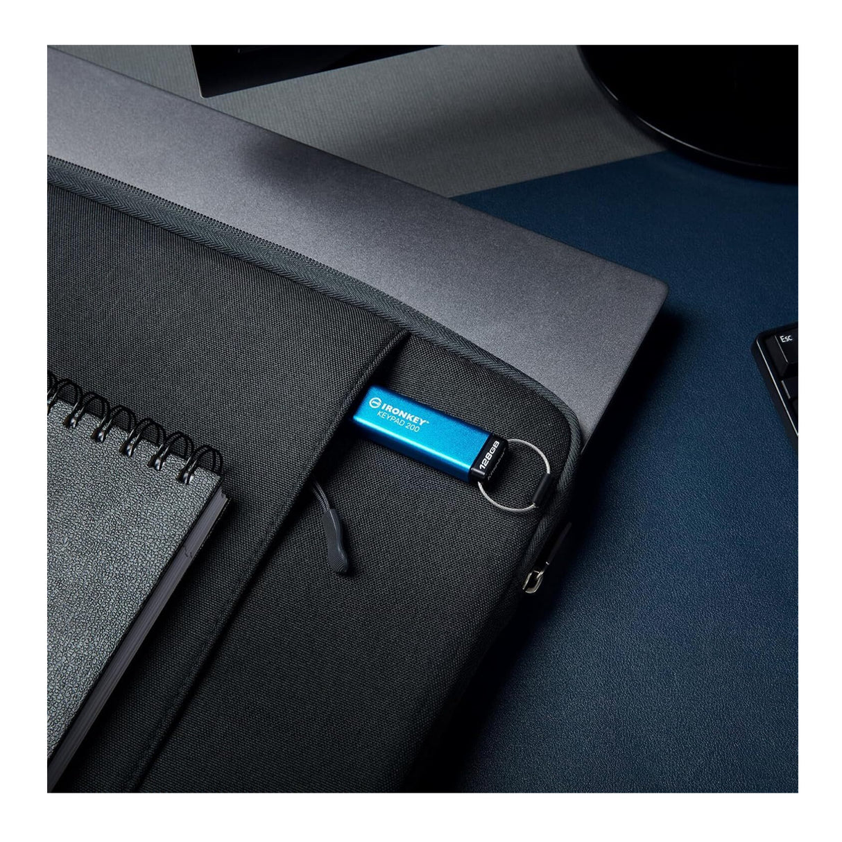 Kingston IronKey Keypad 200 Series 128GB USB-A Encrypted Flash Drive (Blue)