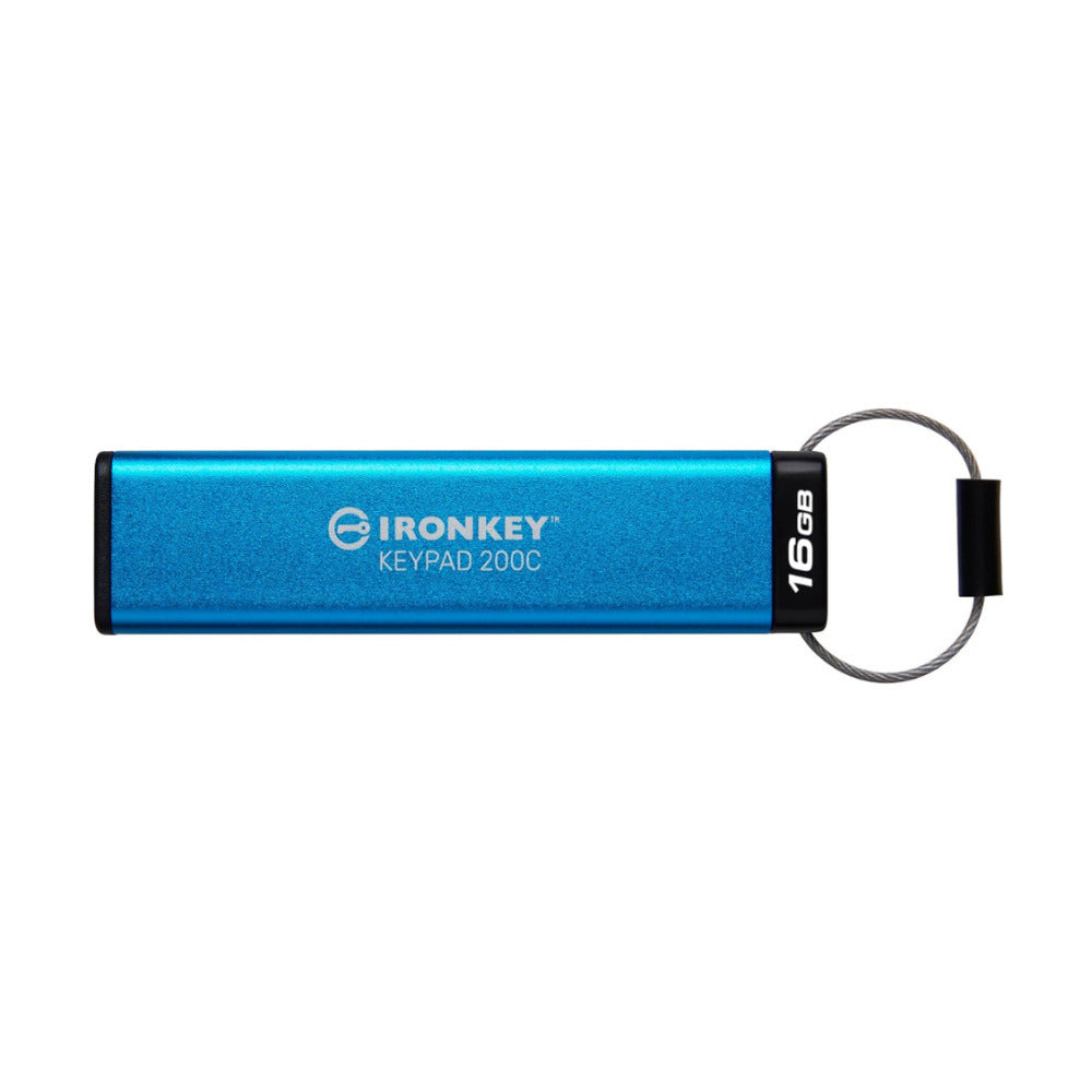 Kingston Ironkey Keypad 200 USB-C 16GB Encrypted Flash Drive (Blue)