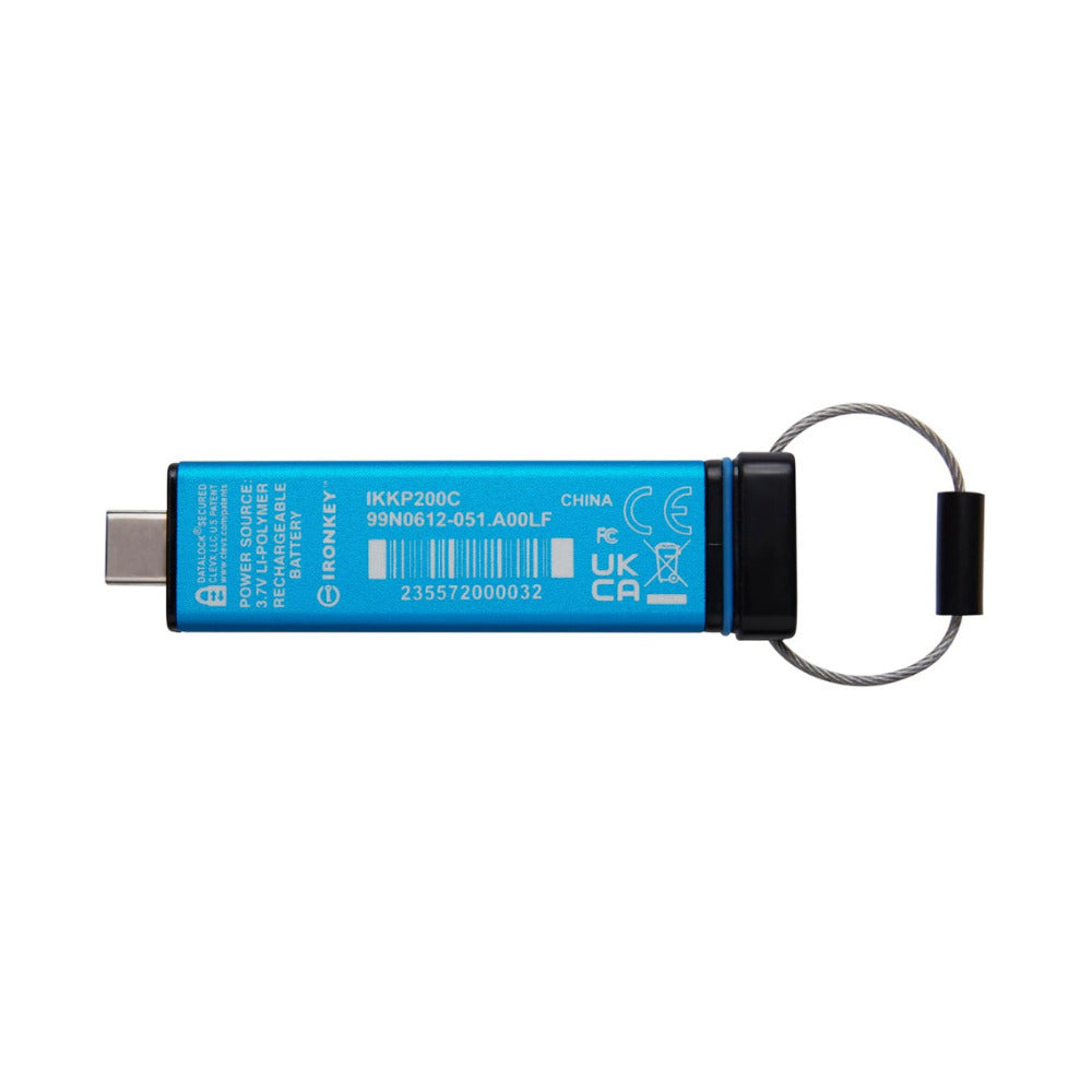 Kingston Ironkey Keypad 200 USB-C 64GB Encrypted Flash Drive (Blue)