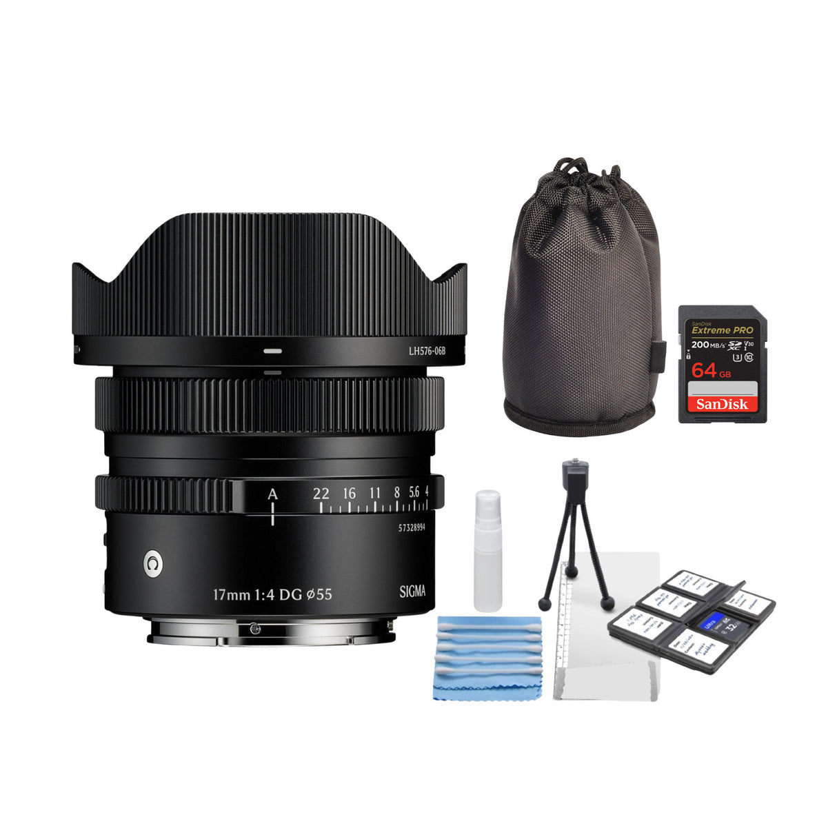 Sigma 17mm F4 DG (Black) Contemporary, Sony E Mount and Accessories Bundle