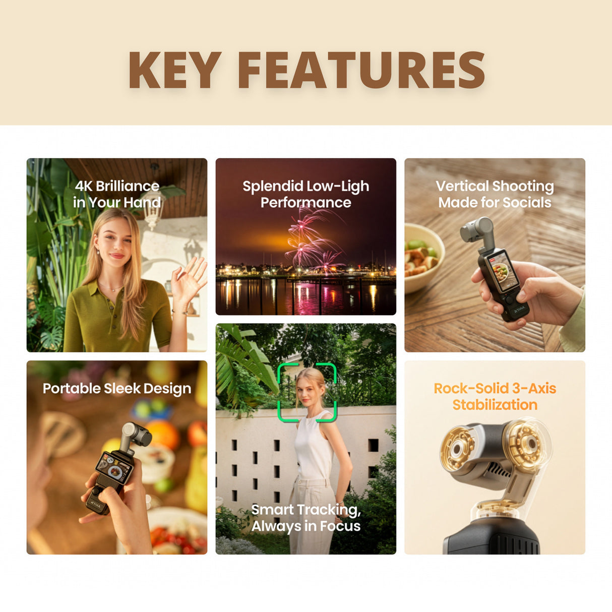 Xtra Edge Muse Gimbal Action Camera with 128GB MicroSD and Accessories Bundle