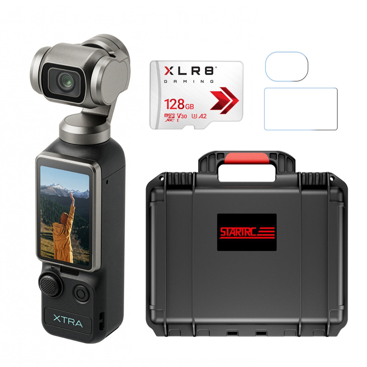 Xtra Edge Muse Gimbal Action Camera with 128GB MicroSD and Accessories Bundle