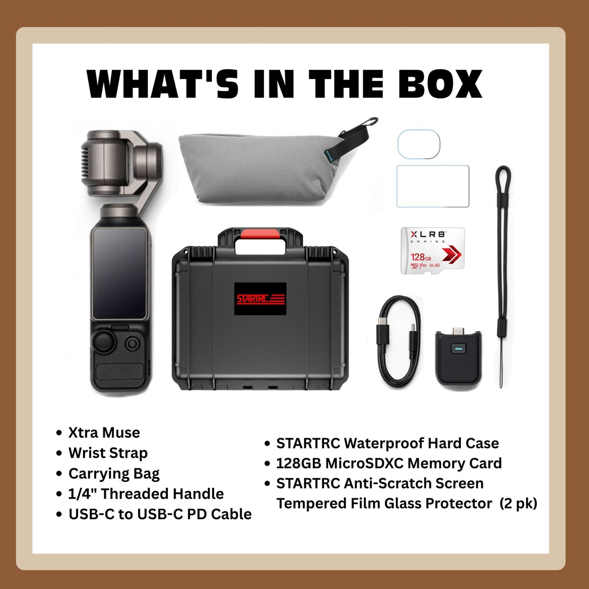 Xtra Edge Muse Gimbal Action Camera with 128GB MicroSD and Accessories Bundle