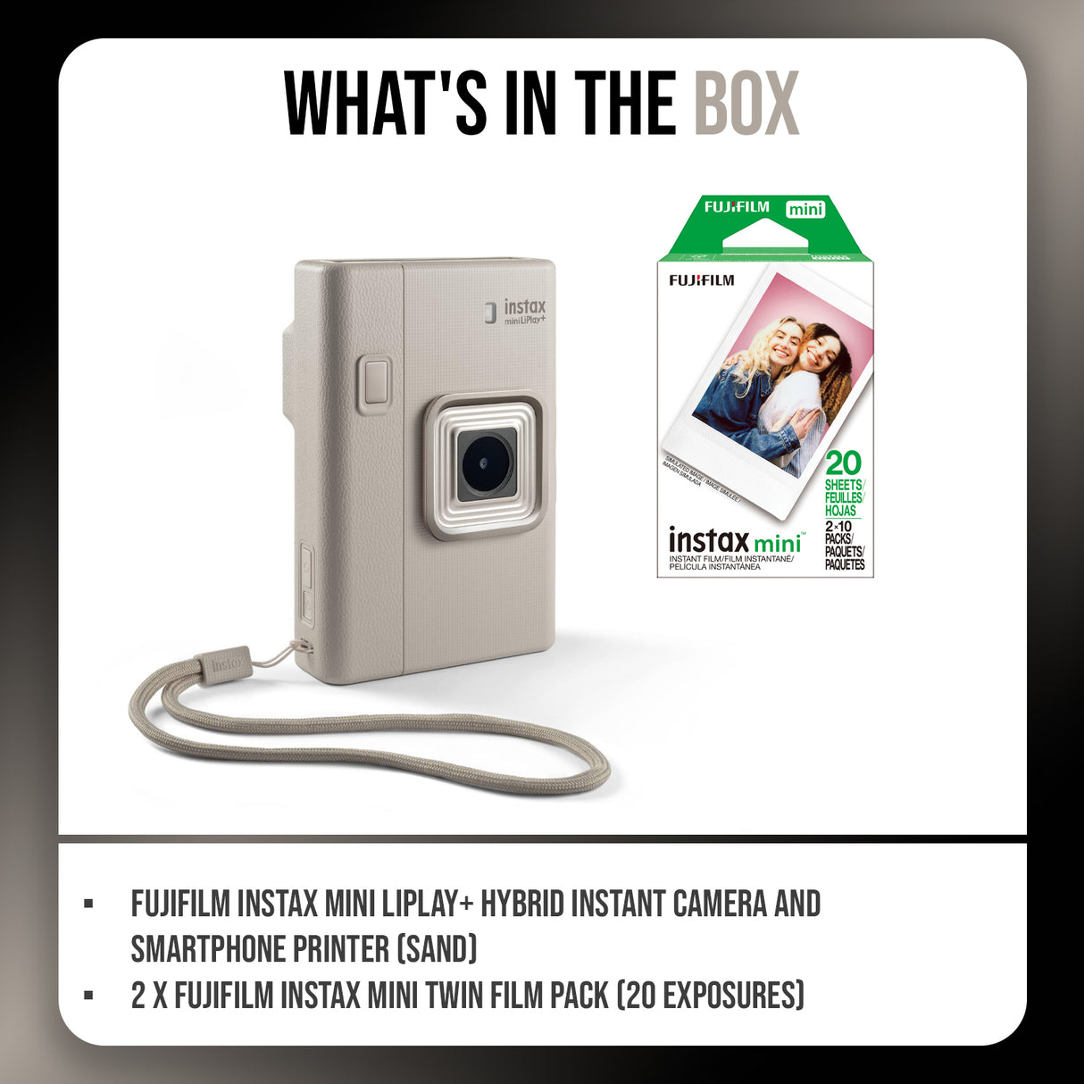 Fujifilm Instax Mini Instant Camera (Sand) with Twin Film (20 Exp, 2 Pack)