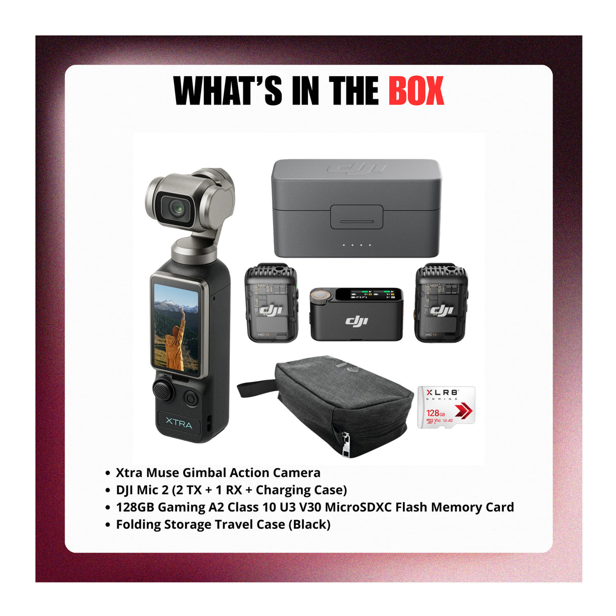 Xtra Muse Gimbal Action Camera with Wireless Mic, Memory Card and Travel Case - 9