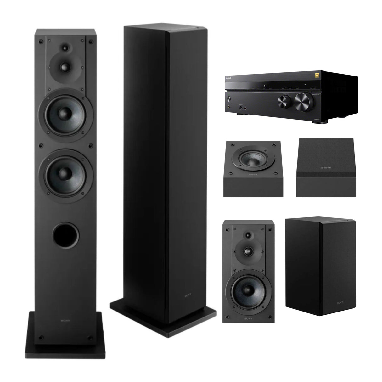 Sony STR-AN1000 7.2ch 8K AV Receiver with Dolby Atmos and 6 Speakers Bundle