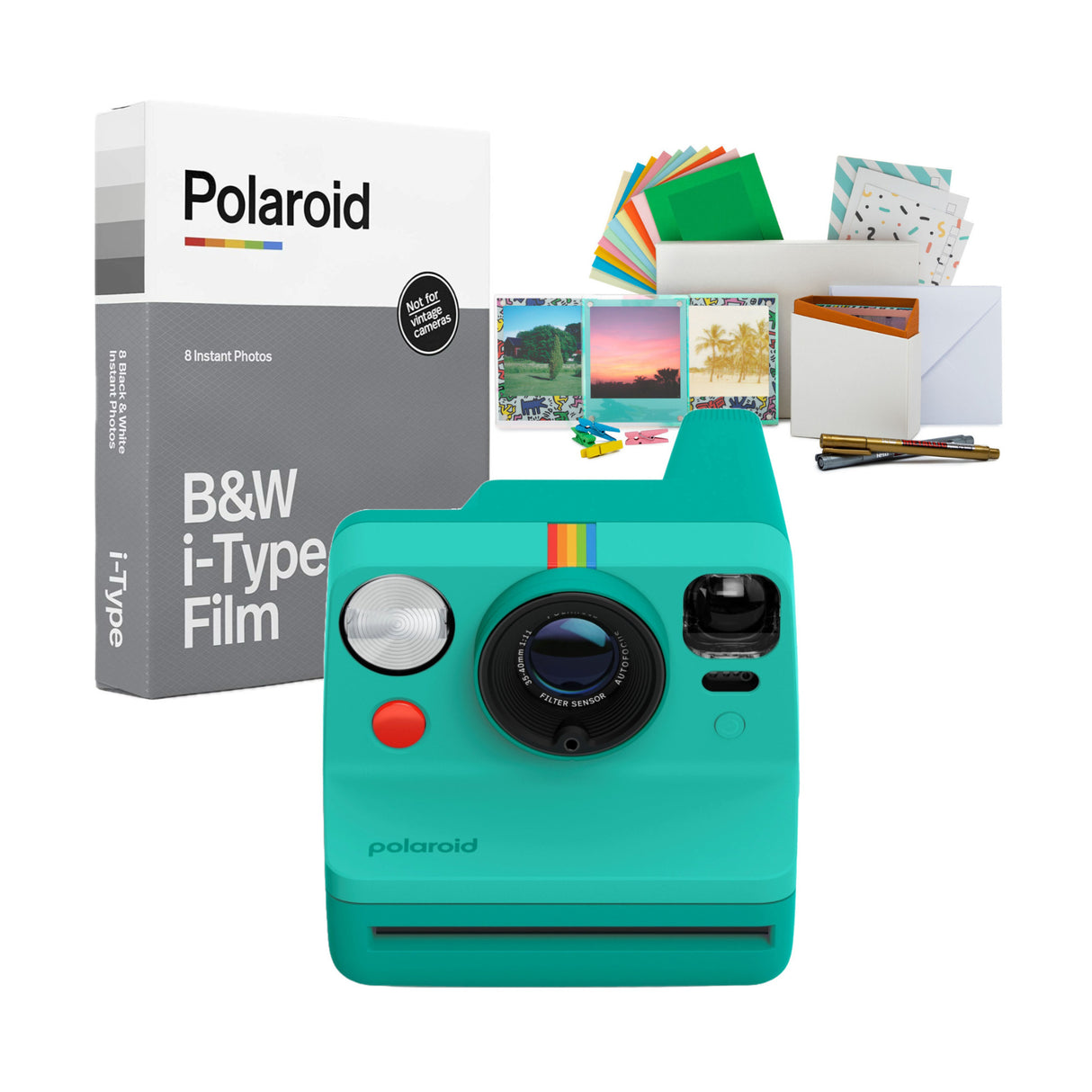 Polaroid Now Generation 3 Instant Camera (Teal) with BandW Film and Accessories