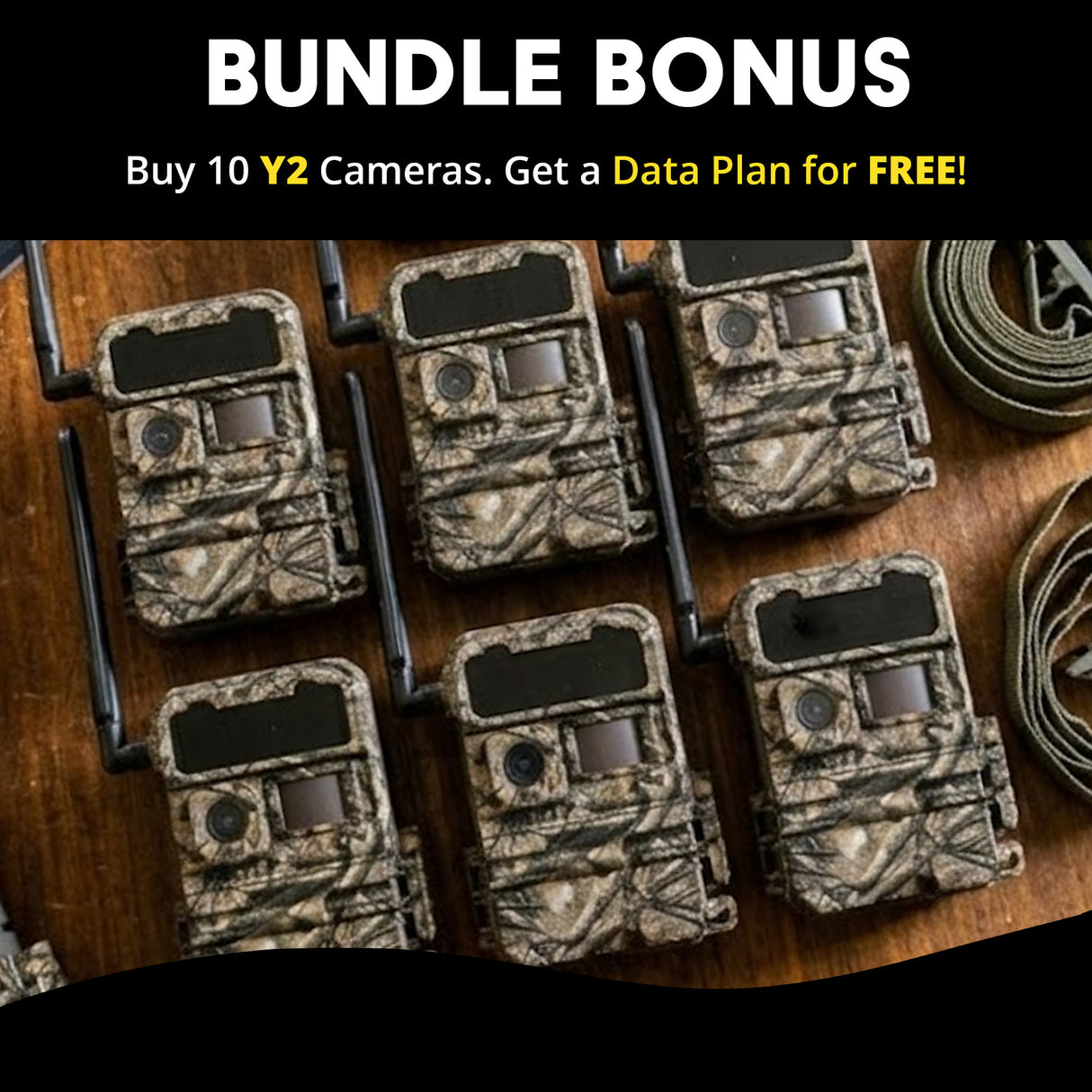 Yellowstone Y2 Black Wide Lens Trail Camera (6-Pack) with Security Box and Accs