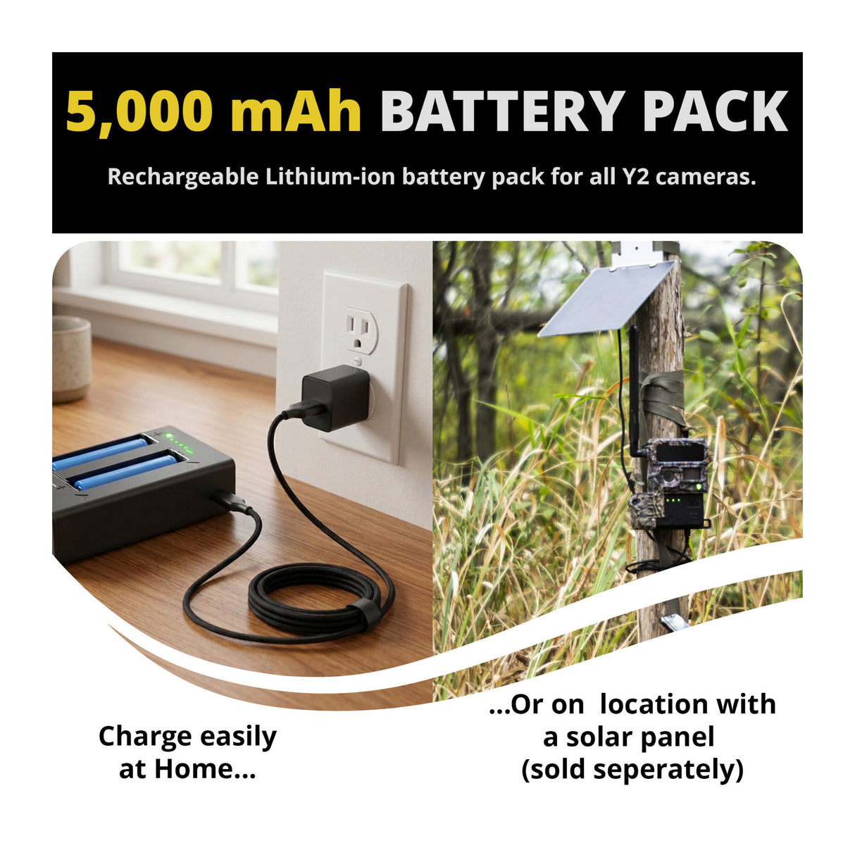 Yellowstone Y2 Black Wide Lens Bundle with Batteries, Solar Panels, and Accessories (2-Pack)