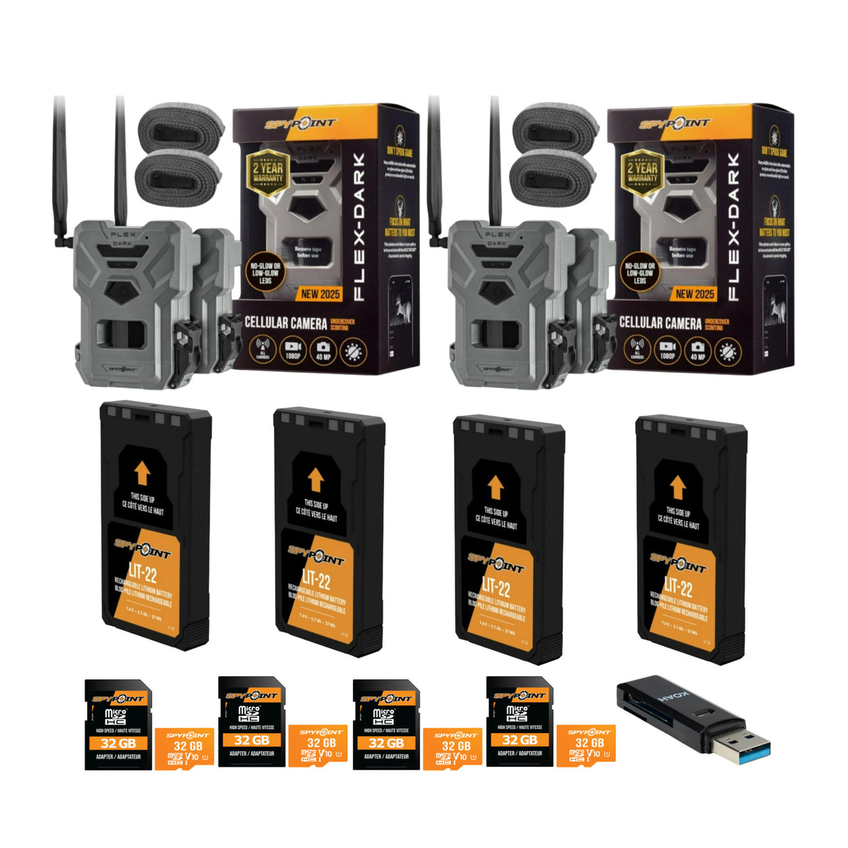 Spypoint FLEX-DARK GPS-Enabled Cellular Trail Camera with Accessories Bundle